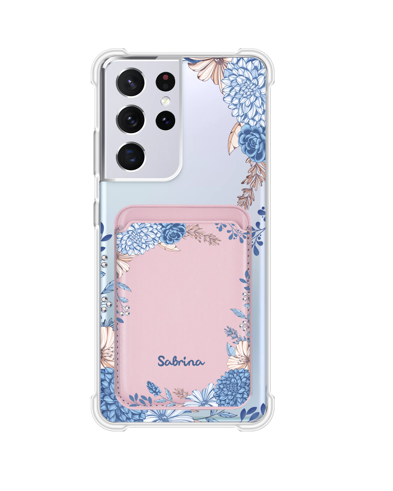 Android Magnetic Wallet Case - Blue Florals