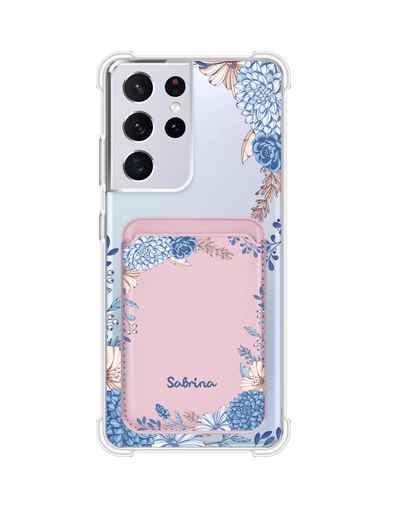 Android Magnetic Wallet Case - Blue Florals