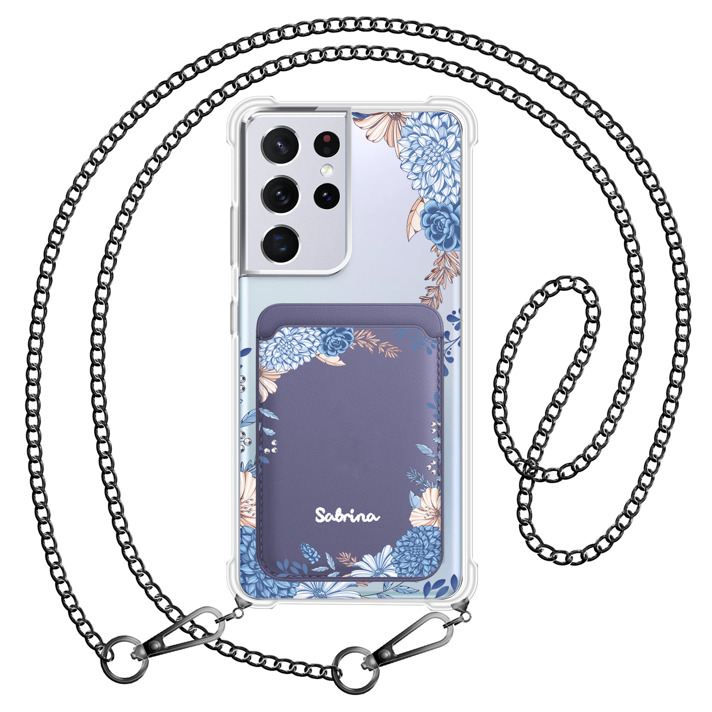 Android Magnetic Wallet Case - Blue Florals