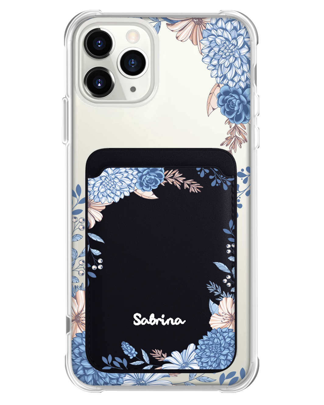 iPhone Magnetic Wallet Case - Blue Florals