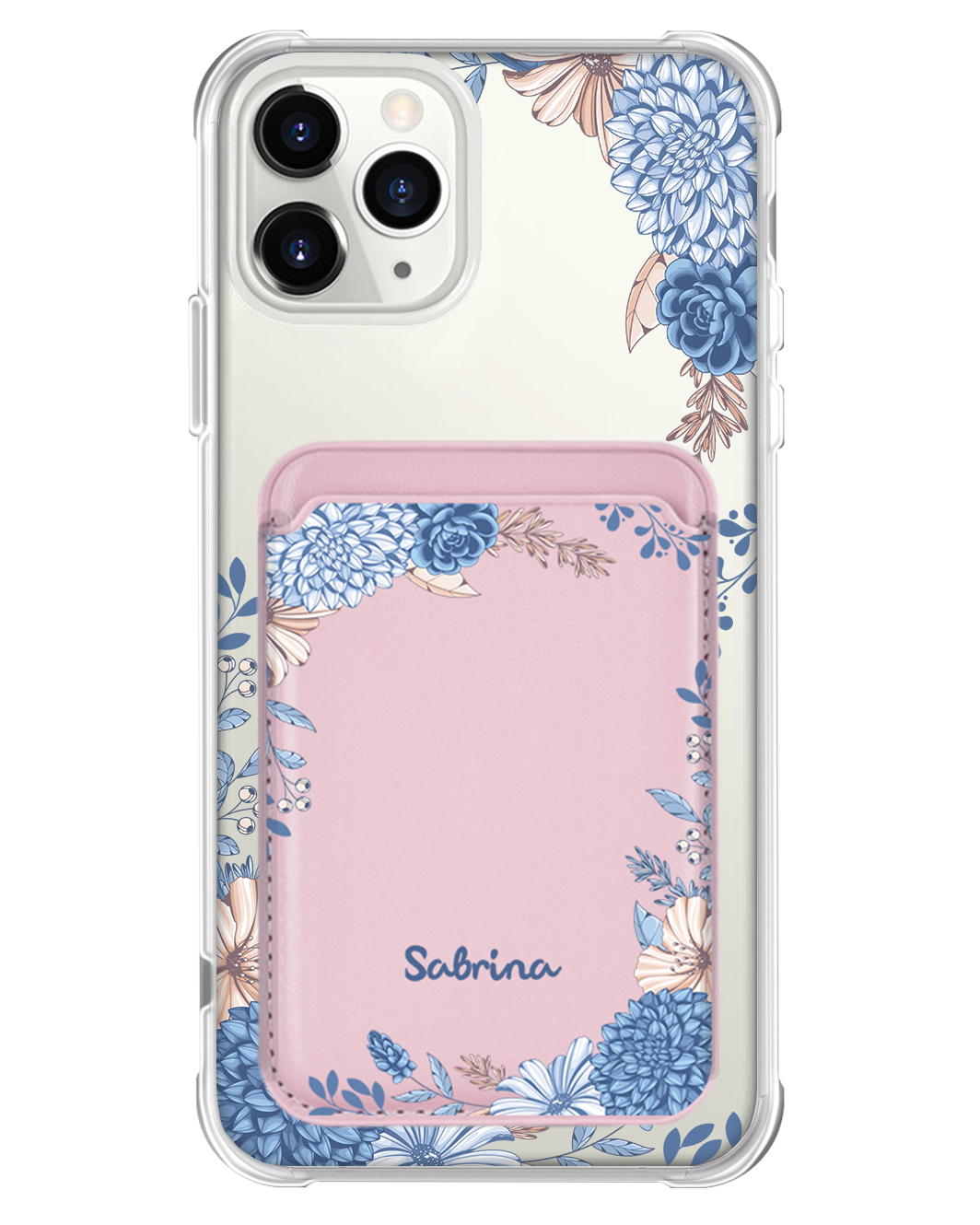 iPhone Magnetic Wallet Case - Blue Florals