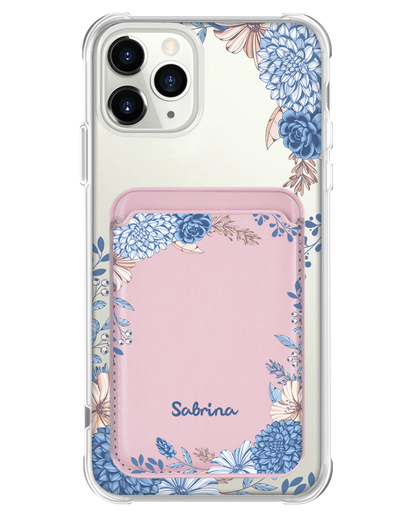 iPhone Magnetic Wallet Case - Blue Florals