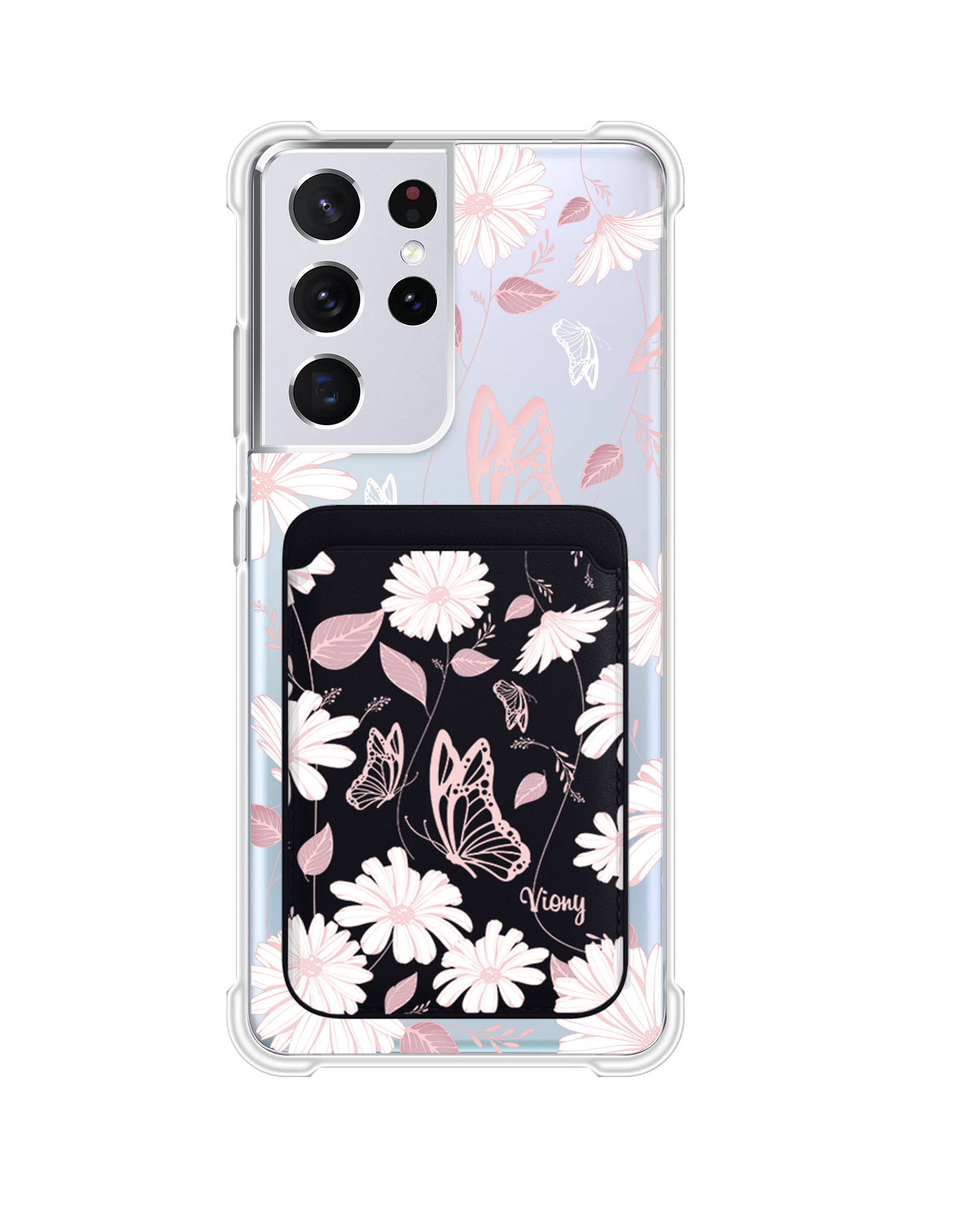 Android Magnetic Wallet Case - Butterfly & Daisy