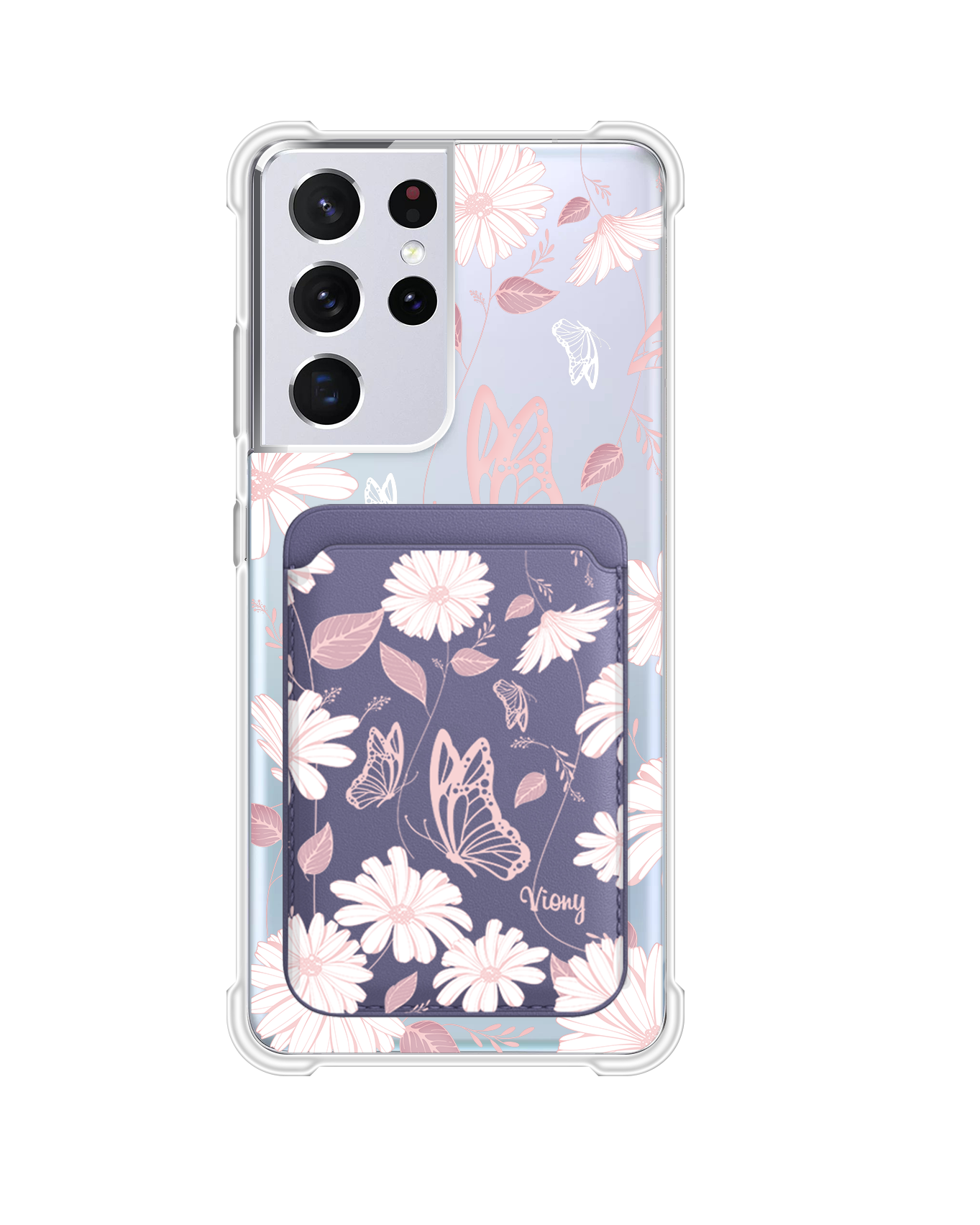 Android Magnetic Wallet Case - Butterfly & Daisy