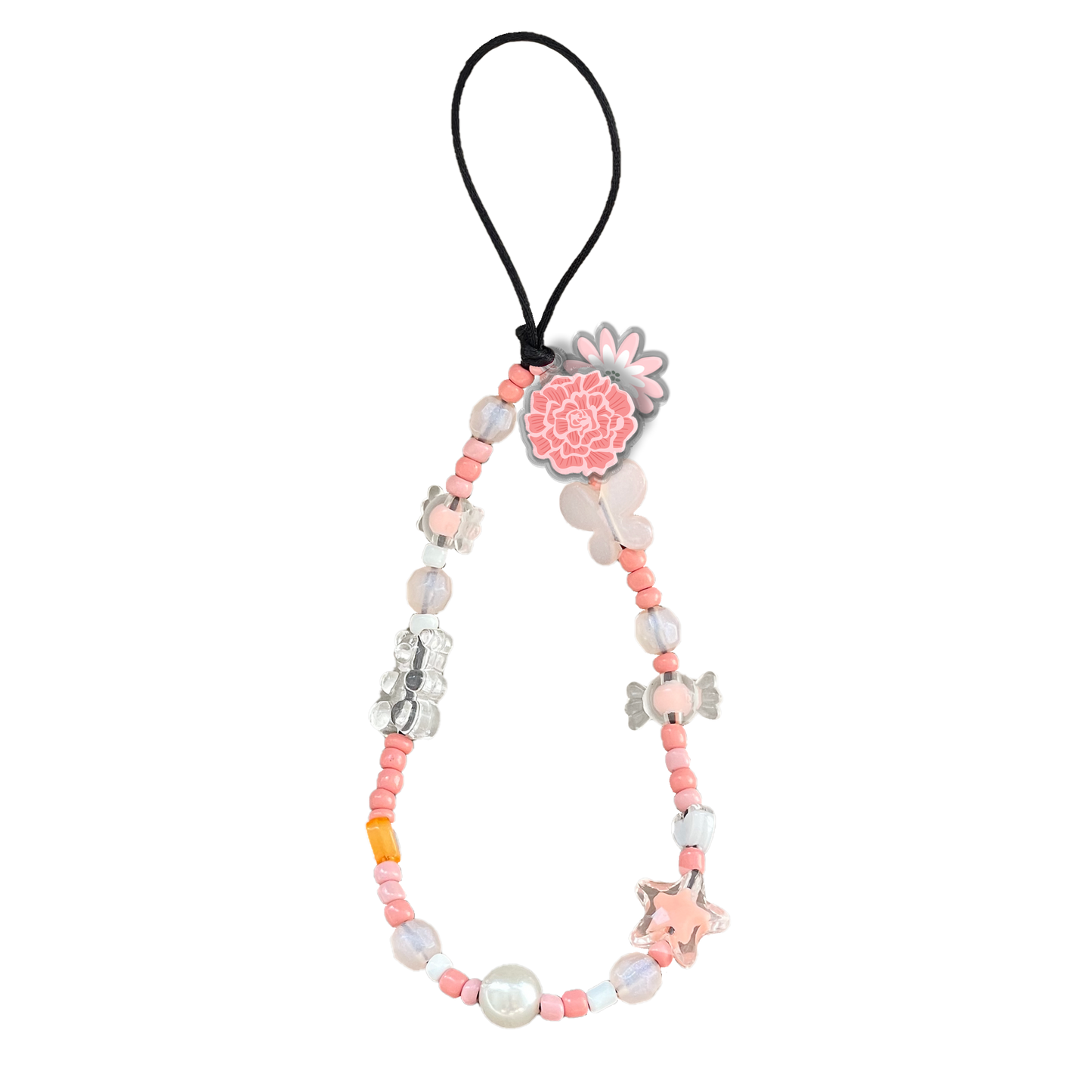 Beaded Strap with Acrylic Charm  - Carnation 1.0