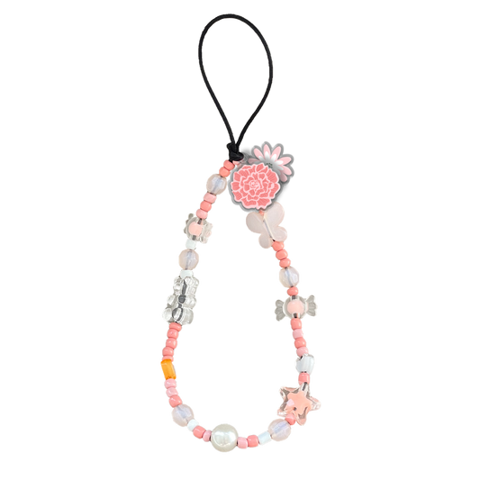 Beaded Strap with Acrylic Charm  - Carnation 1.0