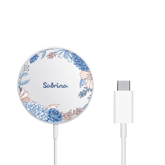 Magnetic Wireless Charger - Blue Florals