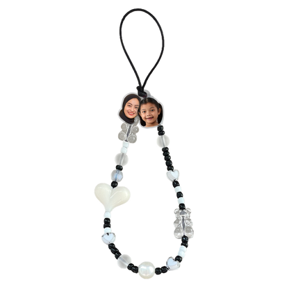 Beaded Strap with Acrylic Charm - Face Grid Cookies & Cream