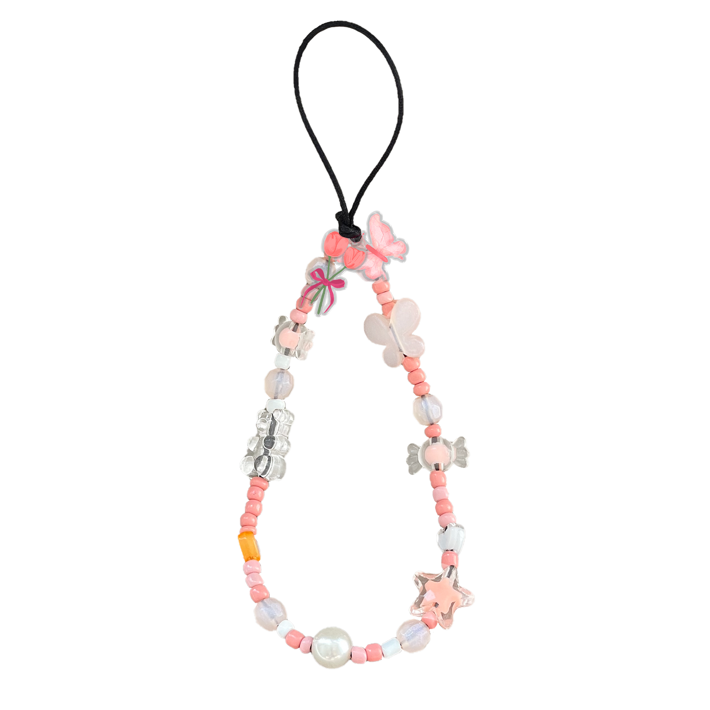 Beaded Strap with Acrylic Charm - Coquette Butterfly