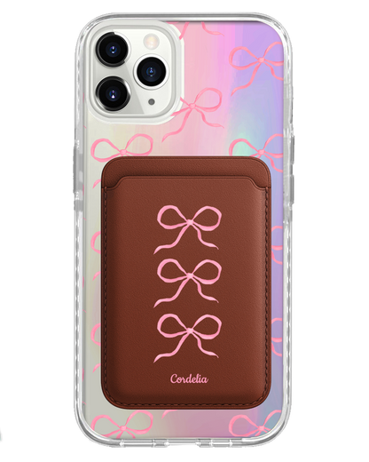 iPhone Magnetic Wallet Holo Case - Coquette Triple Bow