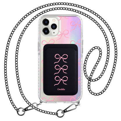 iPhone Magnetic Wallet Holo Case - Coquette Triple Bow