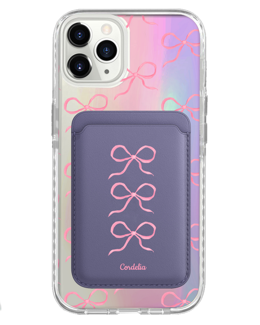 iPhone Magnetic Wallet Holo Case - Coquette Triple Bow