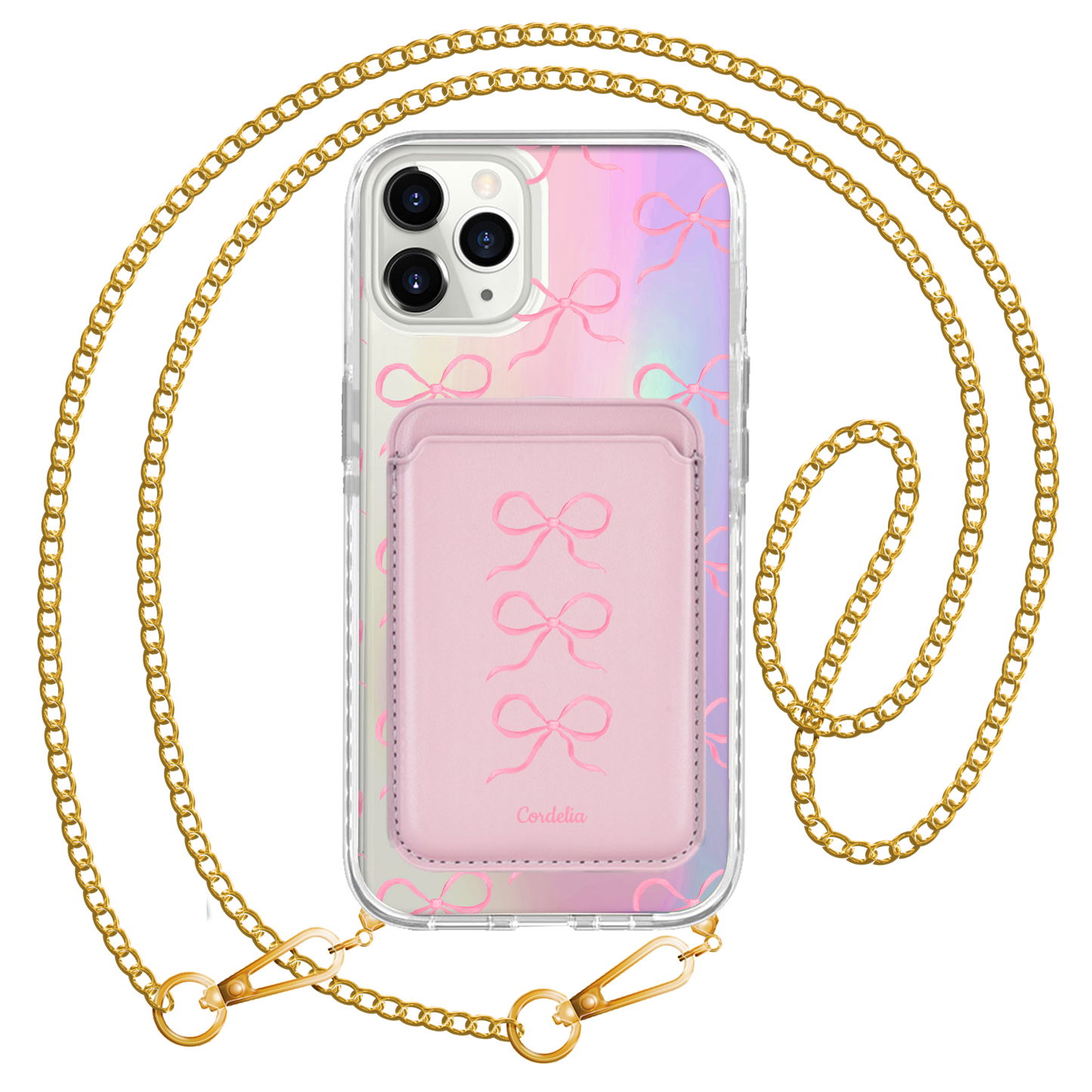 iPhone Magnetic Wallet Holo Case - Coquette Triple Bow