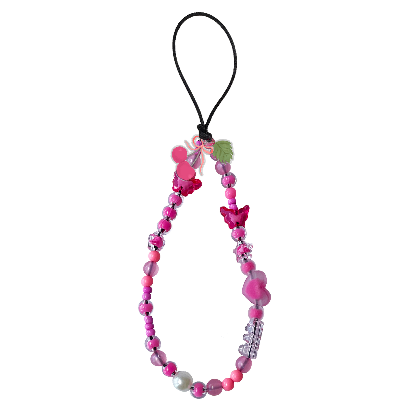 Beaded Strap with Acrylic Charm - Coquette Butterfly