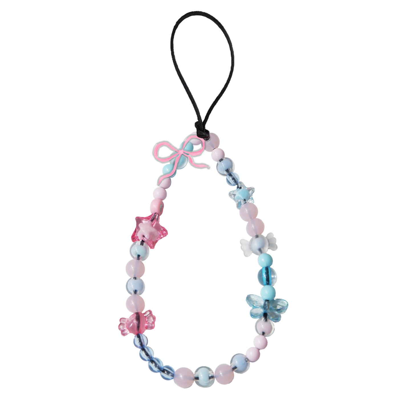 Beaded Strap with Acrylic Charm - Coquette Pink Bow