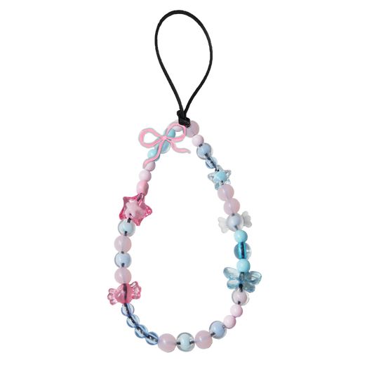 Beaded Strap with Acrylic Charm - Coquette Pink Bow