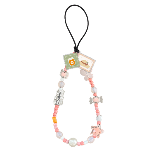 Beaded Strap with Acrylic Charm - Cottagecore Stamp