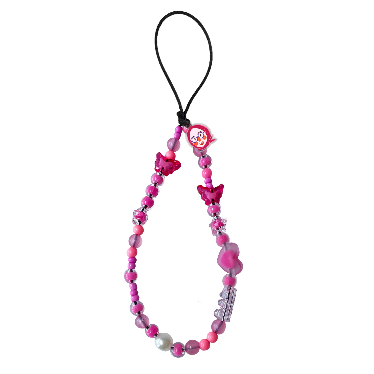 Beaded Strap with Acrylic Charm - Cute Sweety Faces 1.0