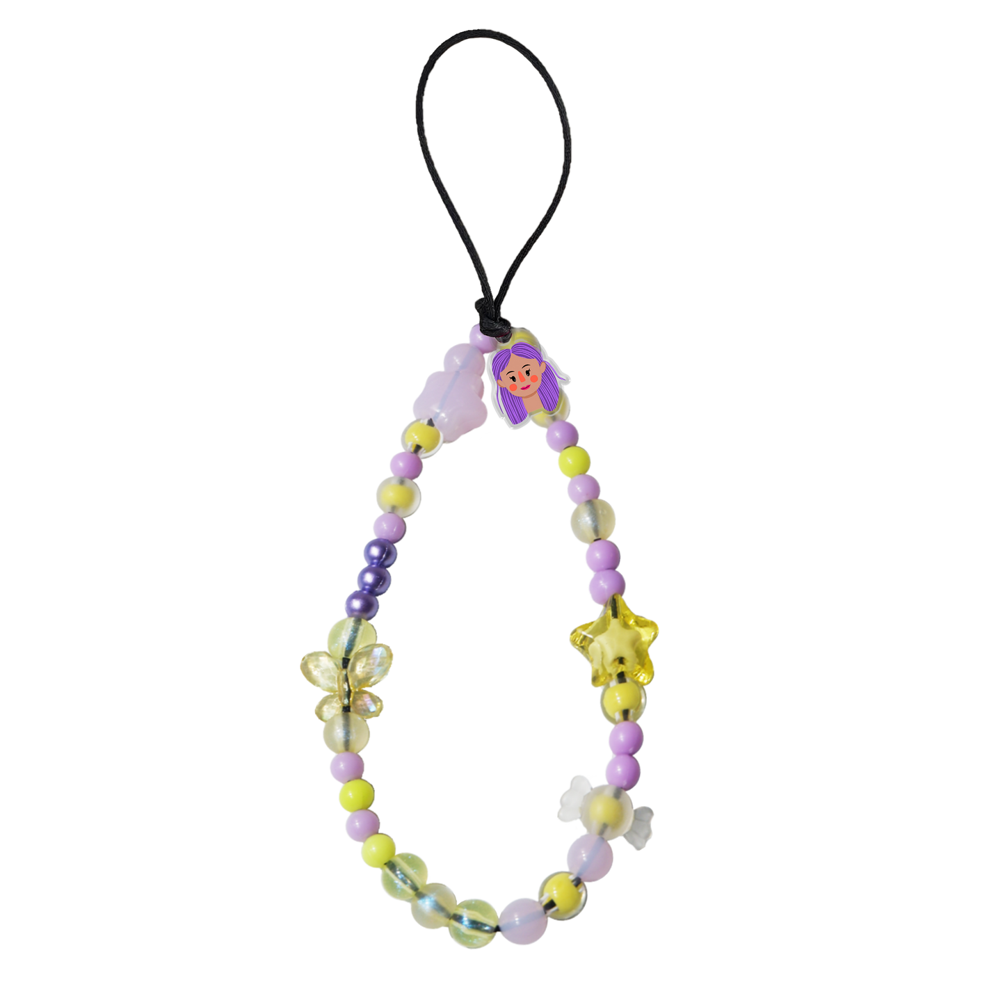 Beaded Strap with Acrylic Charm - Cute Sweety Faces 2.0