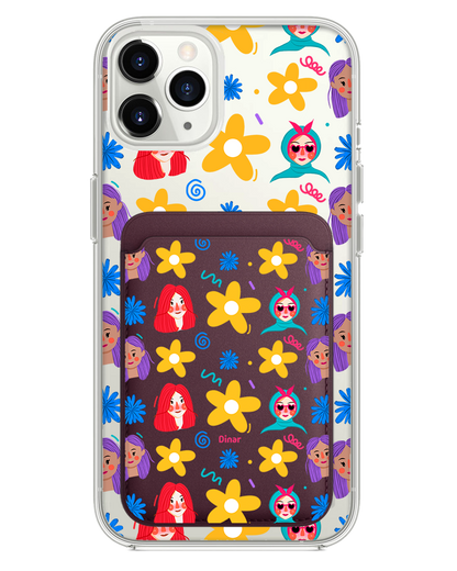 iPhone Magnetic Wallet Case - Daisy Faces