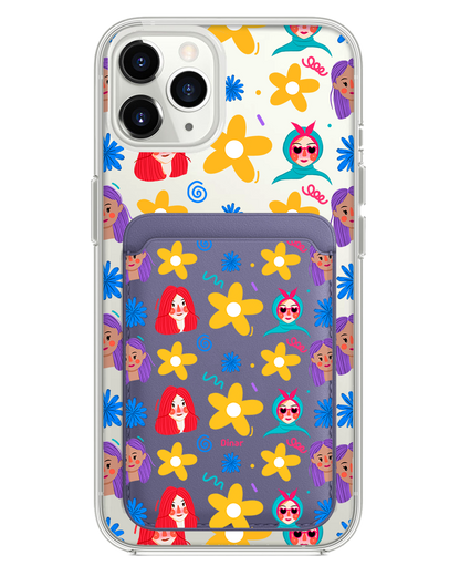 iPhone Magnetic Wallet Case - Daisy Faces
