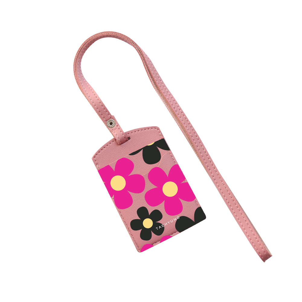 Vegan Leather Lanyard - Daisy Hot Pink