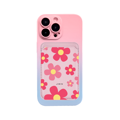 iPhone Magnetic Wallet Silicone Case - Daisy Blush
