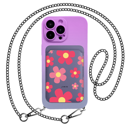 iPhone Magnetic Wallet Silicone Case - Daisy Blush