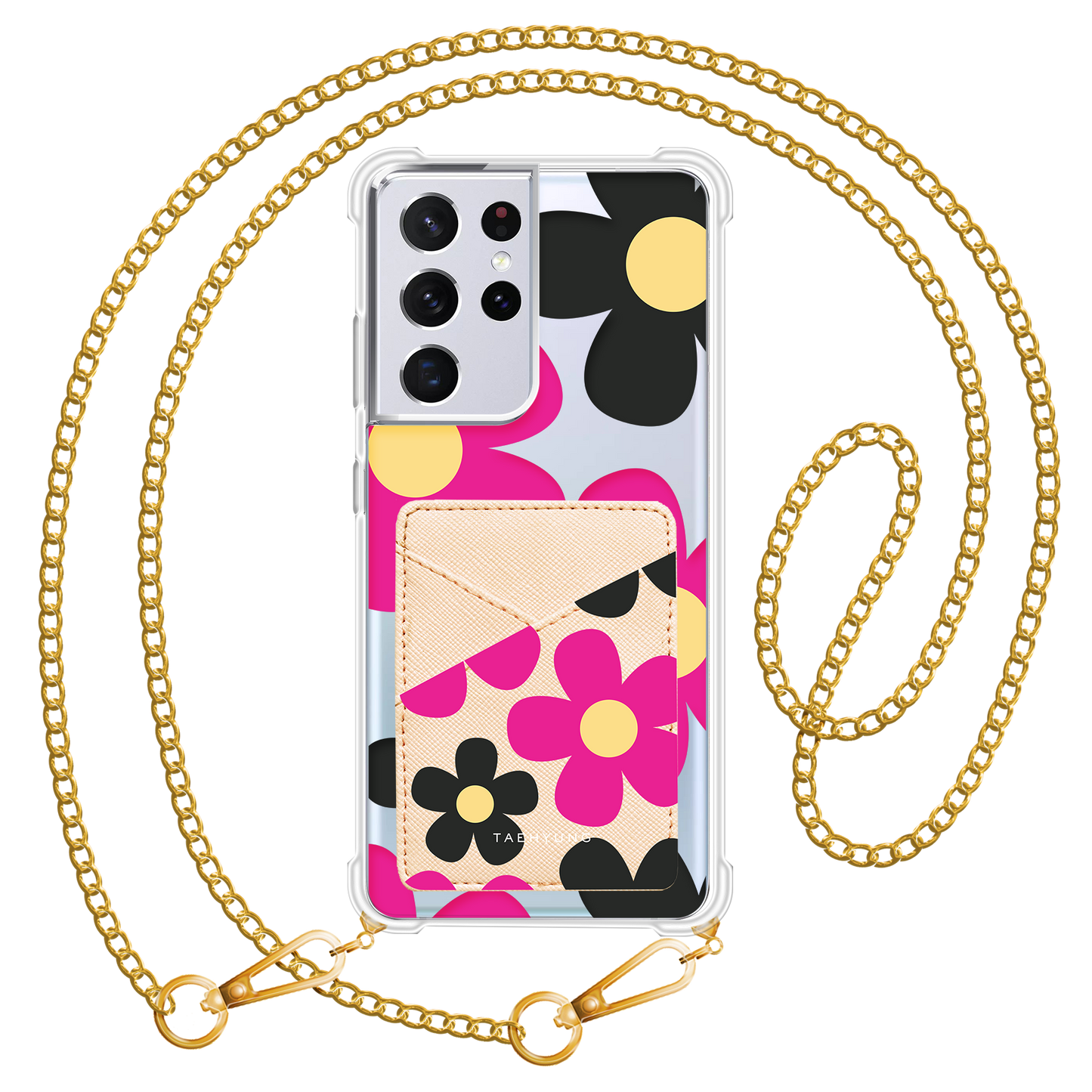 Android Phone Wallet Case - Daisy Hot Pink