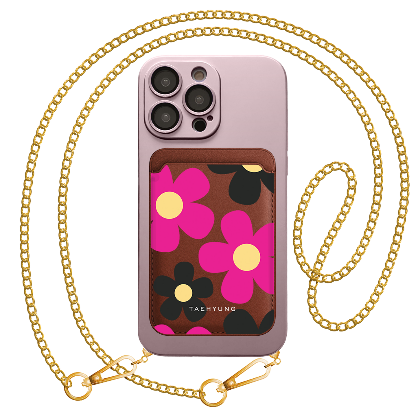 iPhone Magnetic Wallet Silicone Case - Daisy Hot Pink