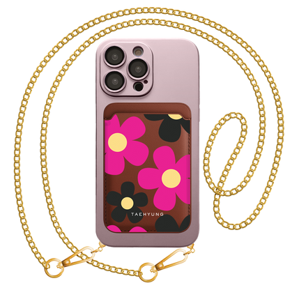 iPhone Magnetic Wallet Silicone Case - Daisy Hot Pink