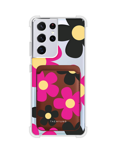 Android Magnetic Wallet Case - Daisy Hot Pink