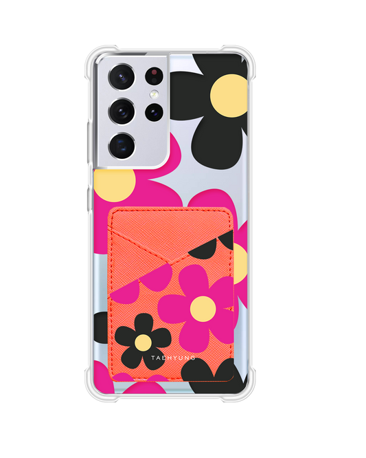 Android Phone Wallet Case - Daisy Hot Pink