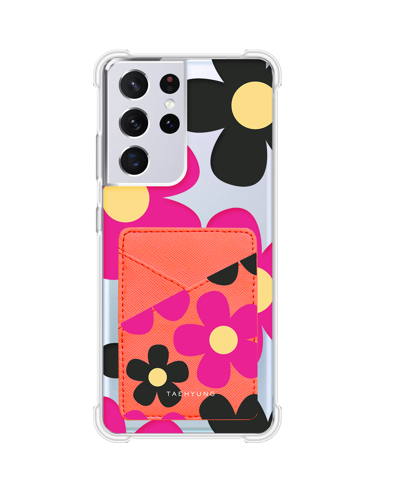 Android Phone Wallet Case - Daisy Hot Pink