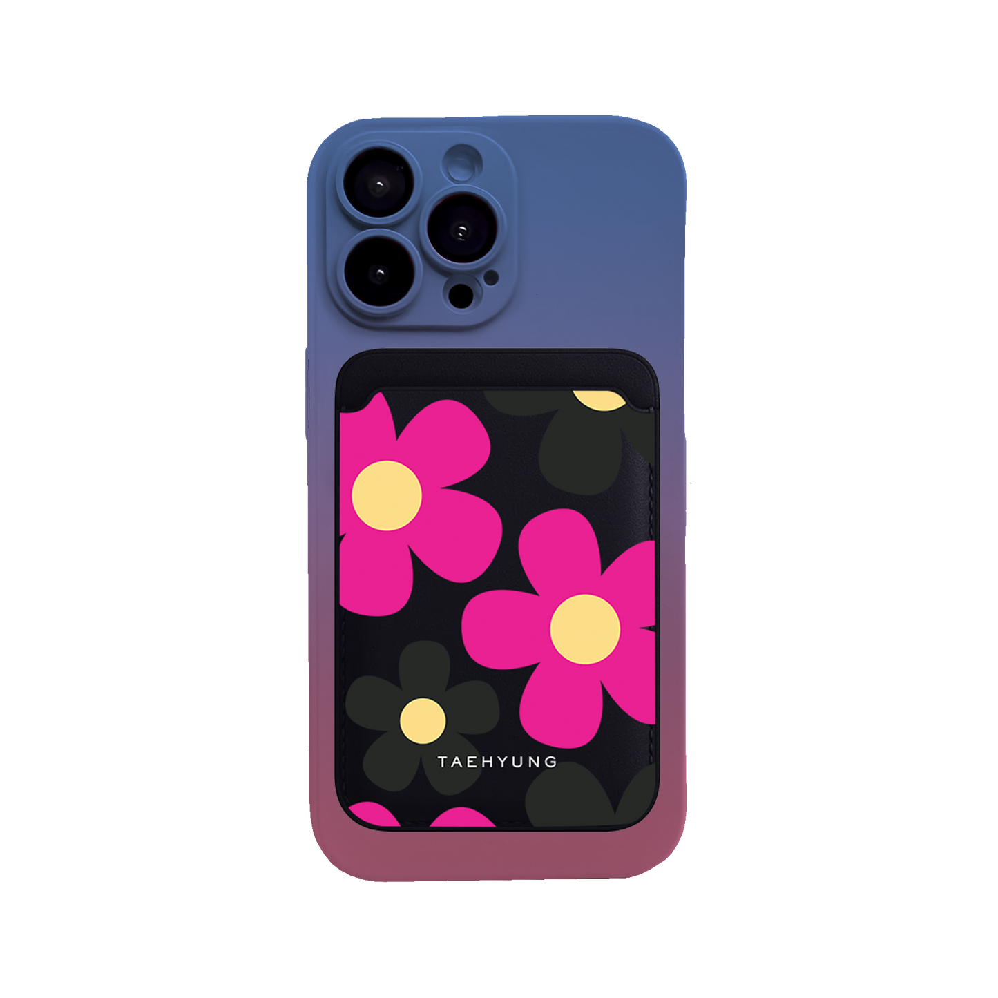 iPhone Magnetic Wallet Silicone Case - Daisy Hot Pink