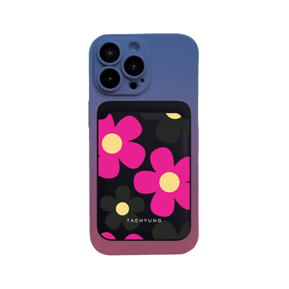 iPhone Magnetic Wallet Silicone Case - Daisy Hot Pink
