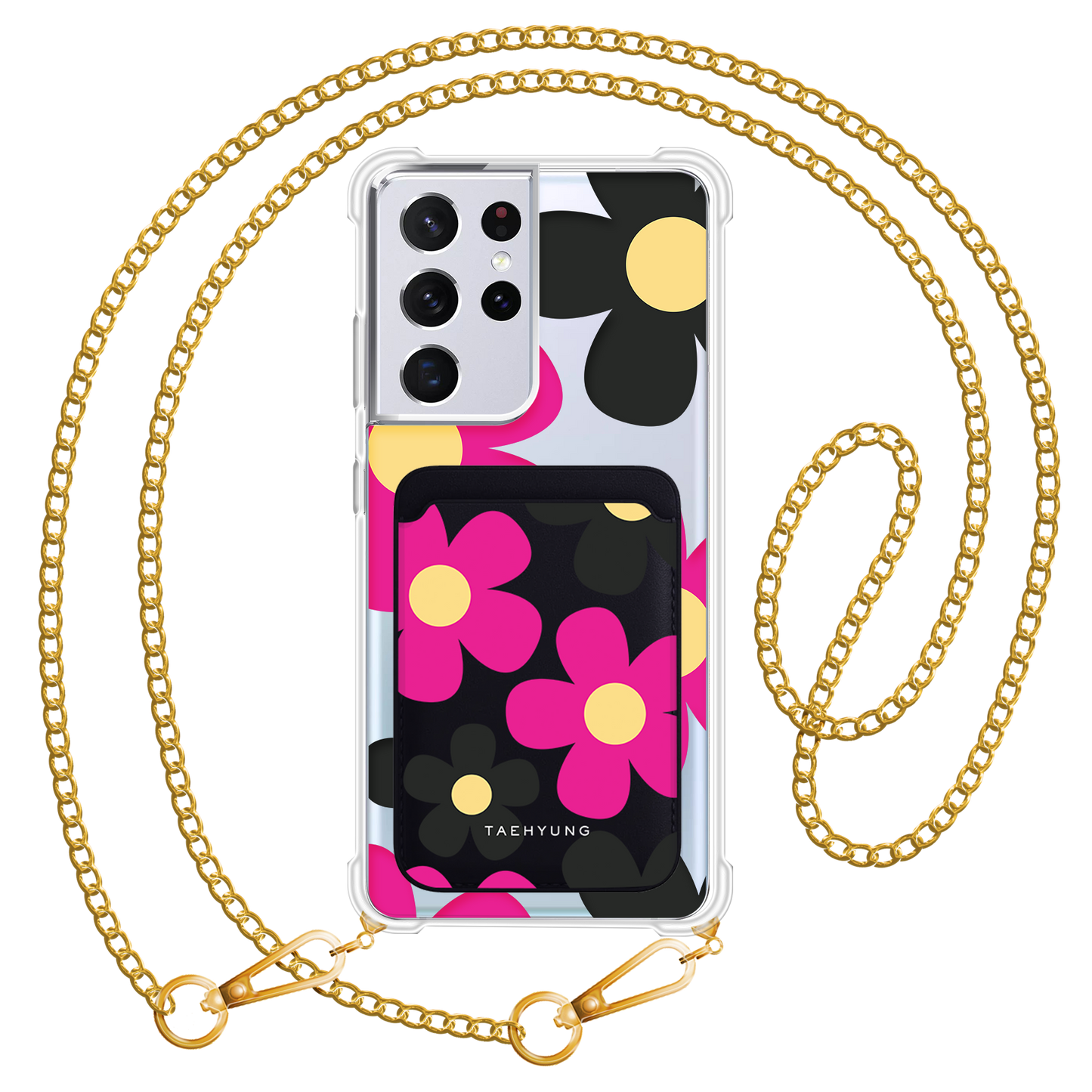 Android Magnetic Wallet Case - Daisy Hot Pink