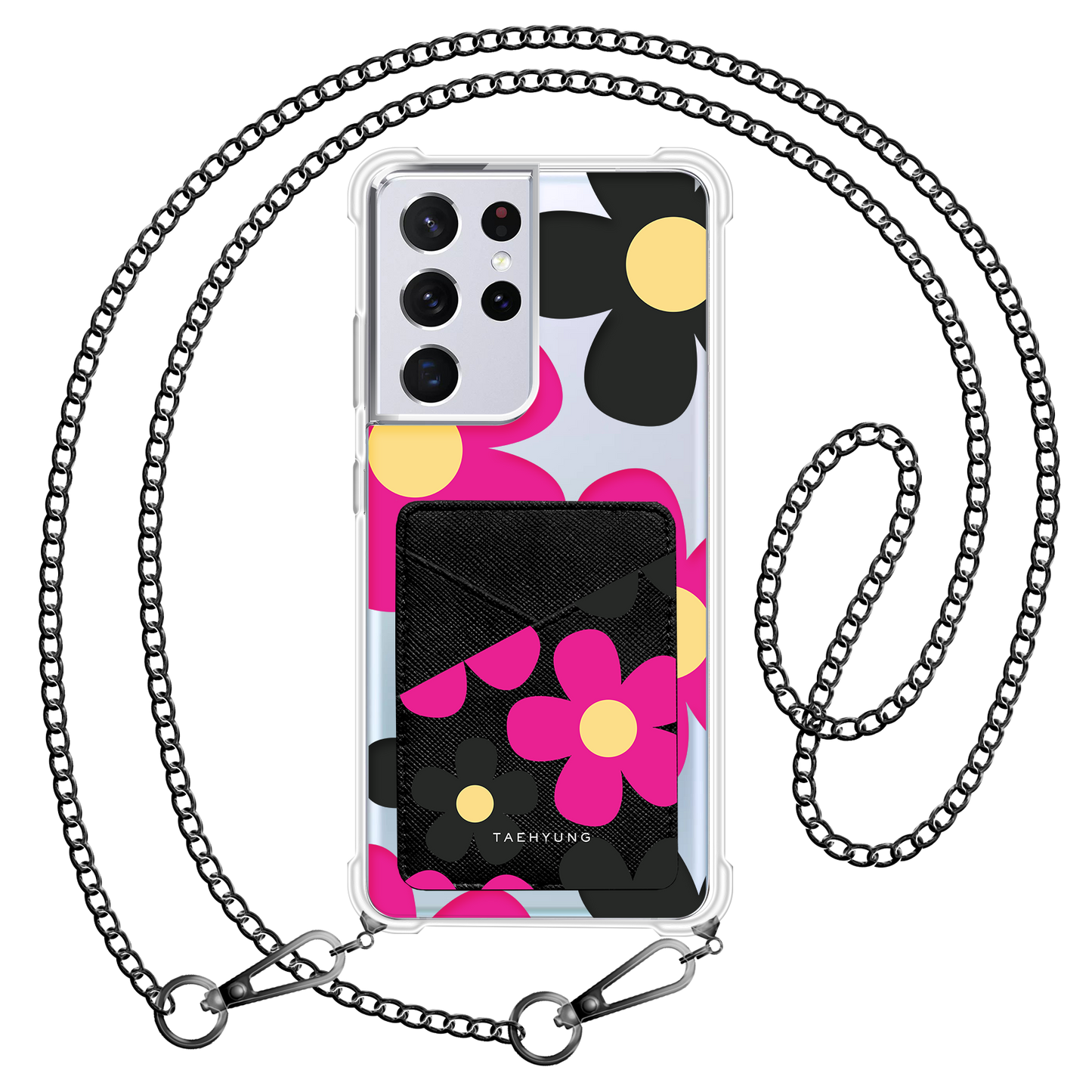 Android Phone Wallet Case - Daisy Hot Pink