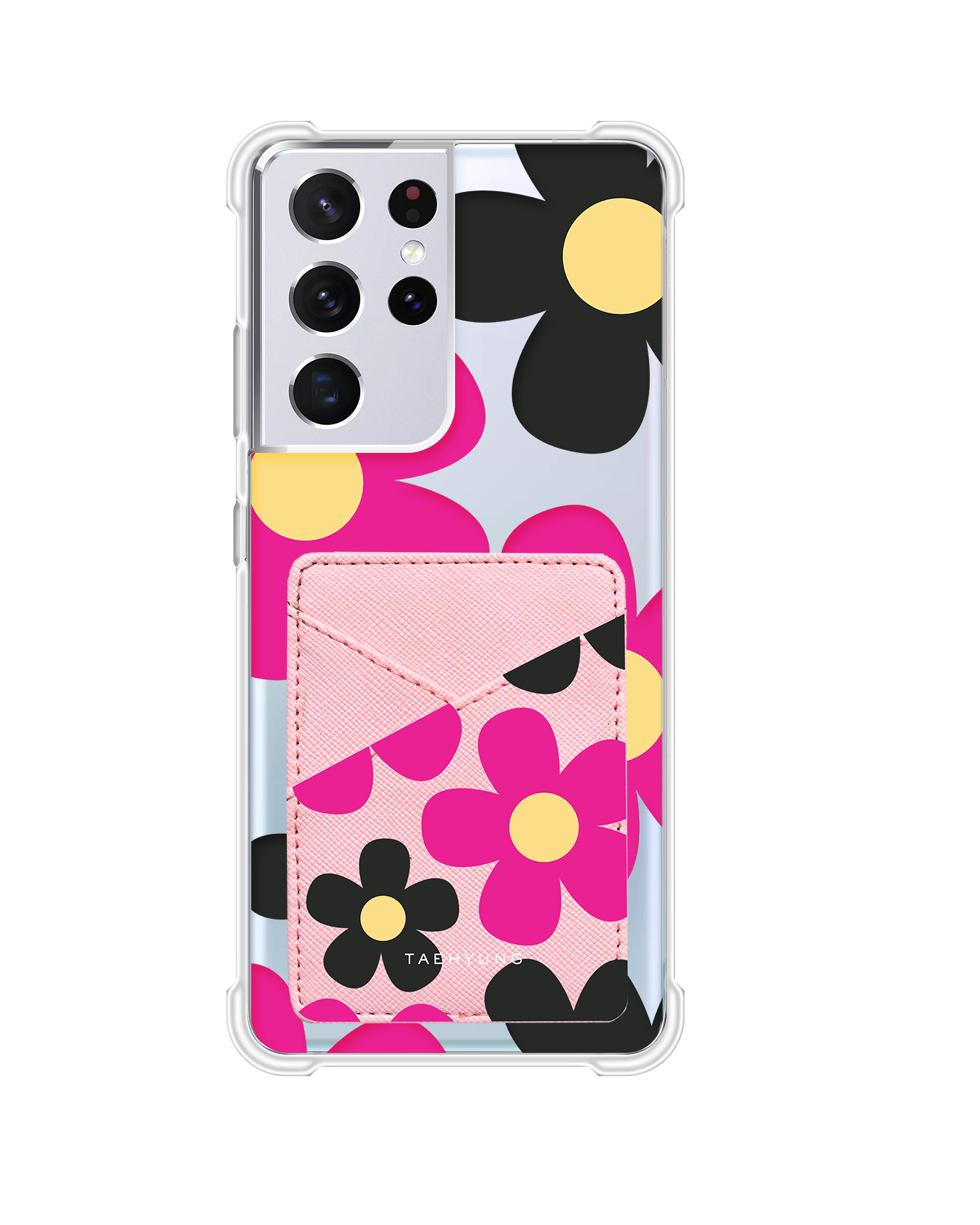 Android Phone Wallet Case - Daisy Hot Pink