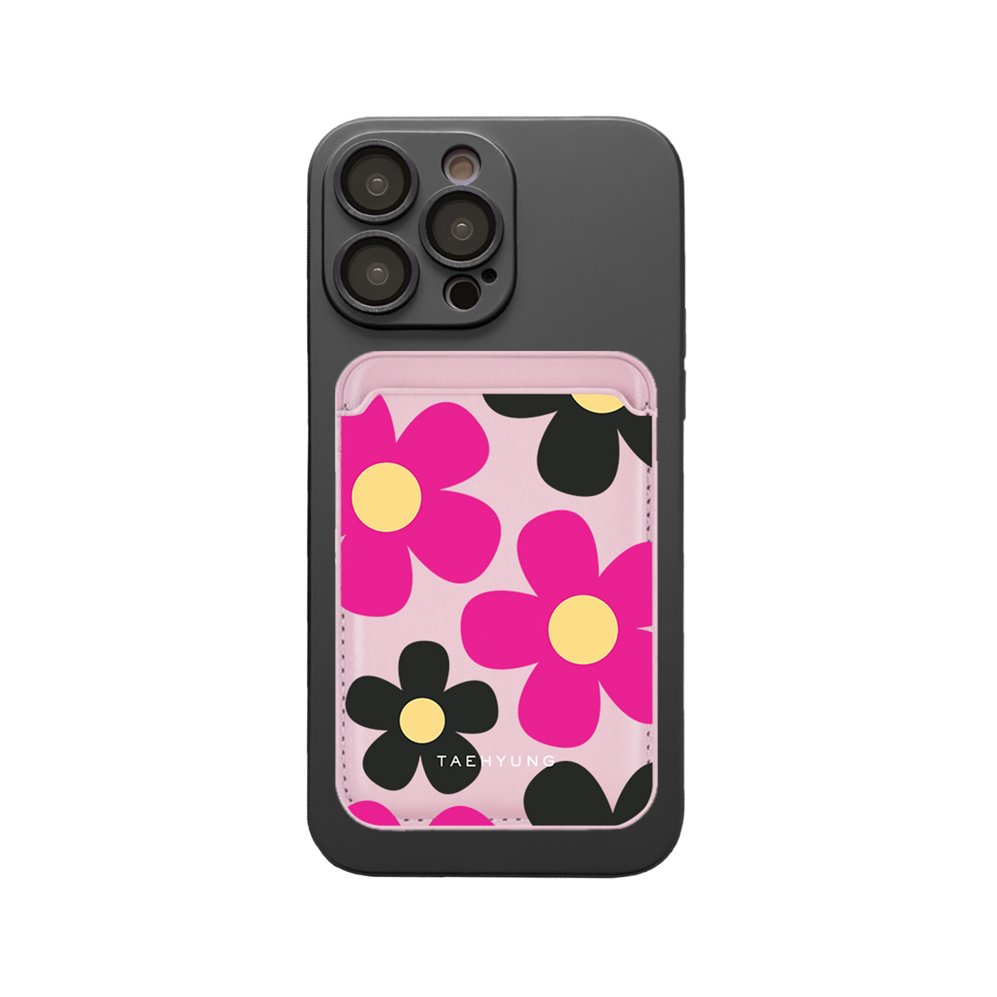 iPhone Magnetic Wallet Silicone Case - Daisy Hot Pink