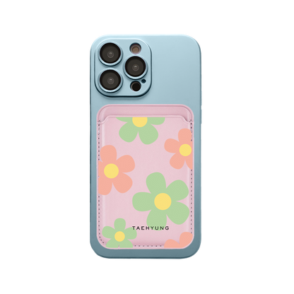 iPhone Magnetic Wallet Silicone Case - Daisy Spring