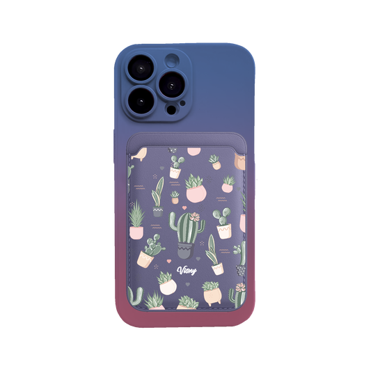 iPhone Magnetic Wallet Silicone Case - Cactus 2.0