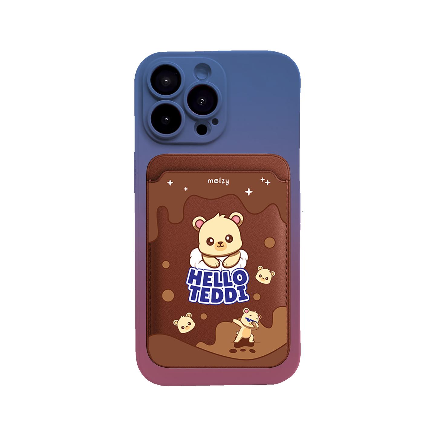 iPhone Magnetic Wallet Silicone Case - Hello Teddy 1.0