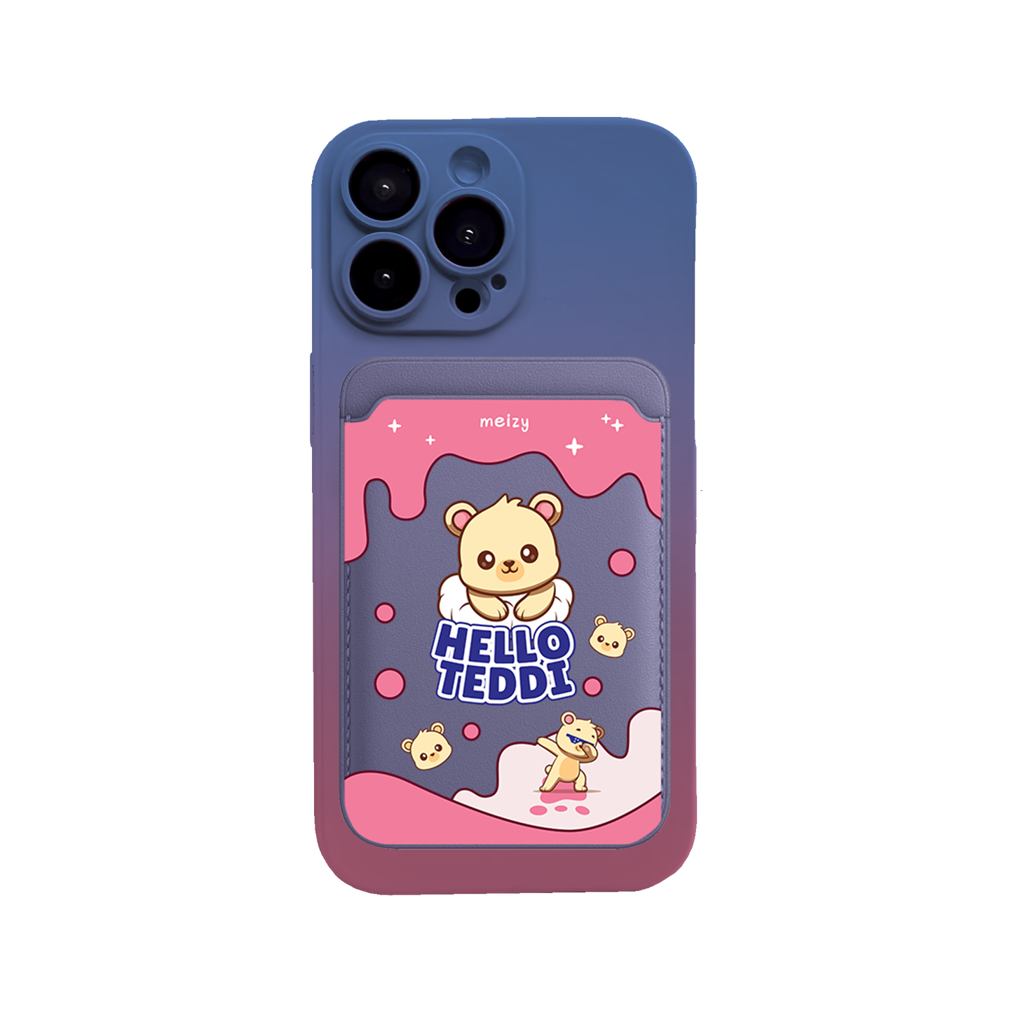 iPhone Magnetic Wallet Silicone Case - Hello Teddy 2.0