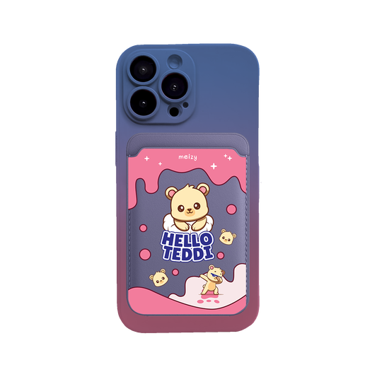 iPhone Magnetic Wallet Silicone Case - Hello Teddy 2.0