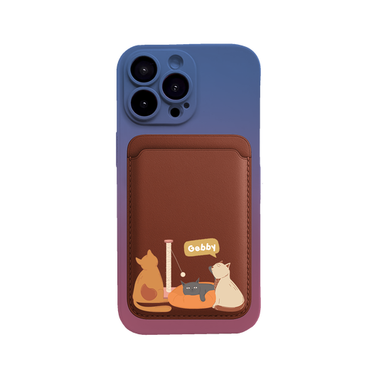 iPhone Magnetic Wallet Silicone Case - Playful Cat 1.0