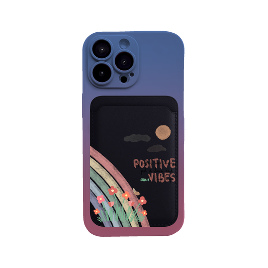 iPhone Magnetic Wallet Silicone Case - Positive Vibes