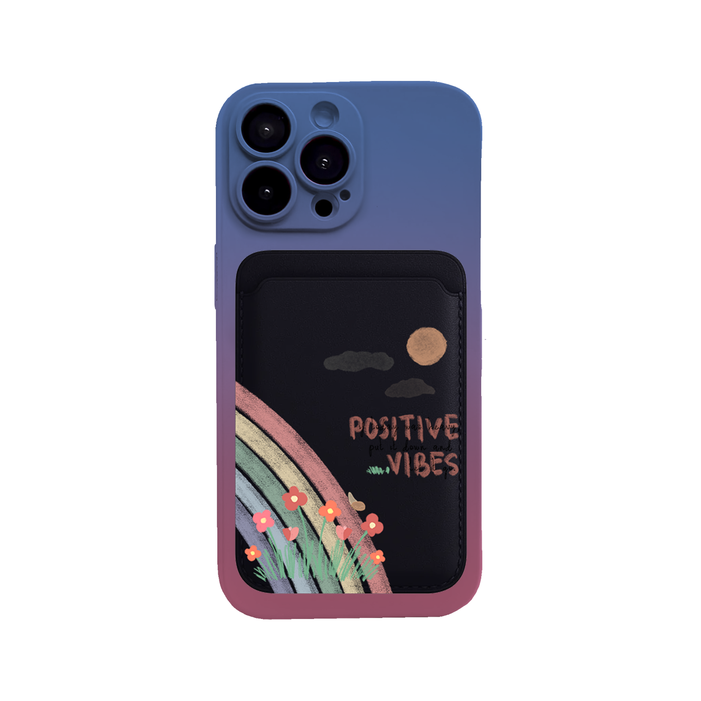 iPhone Magnetic Wallet Silicone Case - Positive Vibes