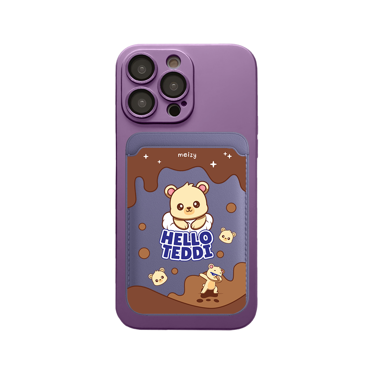 iPhone Magnetic Wallet Silicone Case - Hello Teddy 1.0