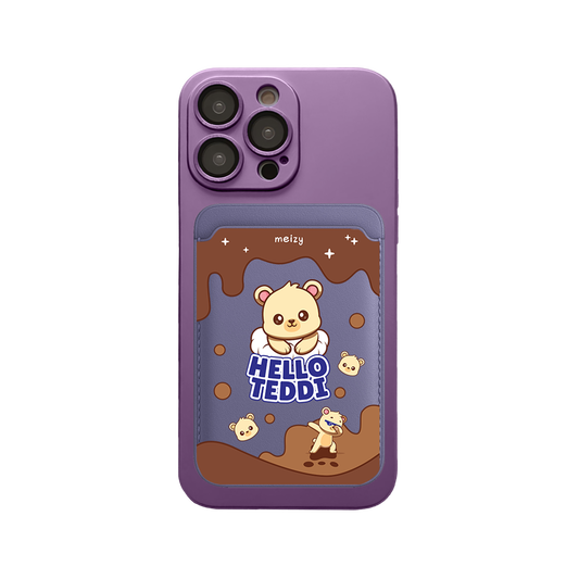 iPhone Magnetic Wallet Silicone Case - Hello Teddy 1.0